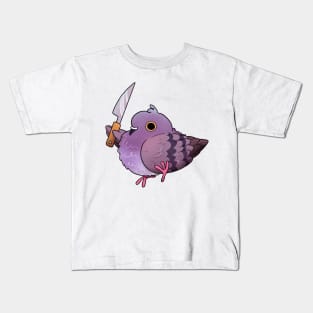 Angy Pigeon with a Knife Kids T-Shirt